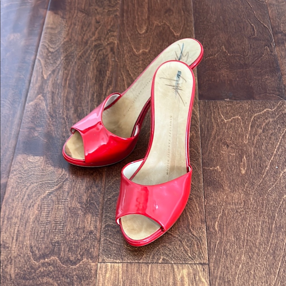 Giuseppe Zanotti Red Open-Toe Heels